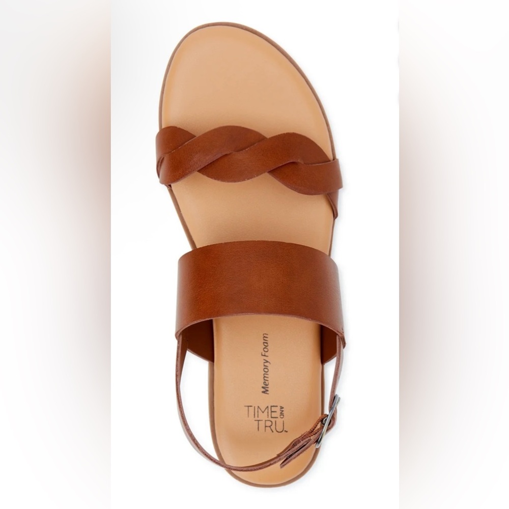 Time and Tru Brown Braided and Wide Strap Sandals